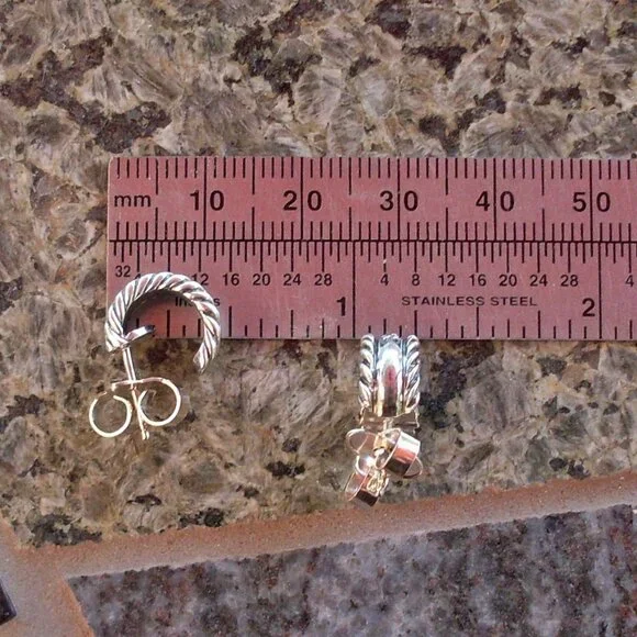 Just Retired David Yurman Diamond Hoop Earrings - 18K/925 - DY Backs